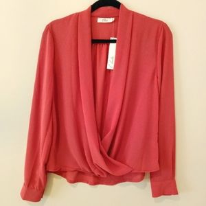 Elodie Sheer L/S Faux Wrap Blouse (M)